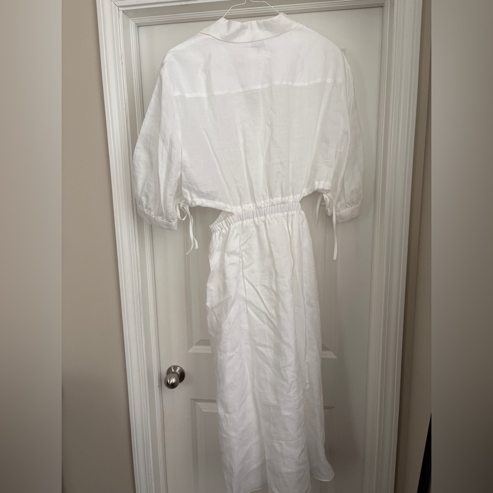 Sandro Soledad Drawstring Cutout White Midi Dress Women’s 40/8 Luxe Coastal - Picture 7 of 11
